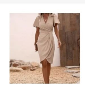 Casual wrap peach dress-XL